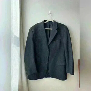 Vintage Lauren Ralph Lauren grey camel wool blazer three button front 46 Tall